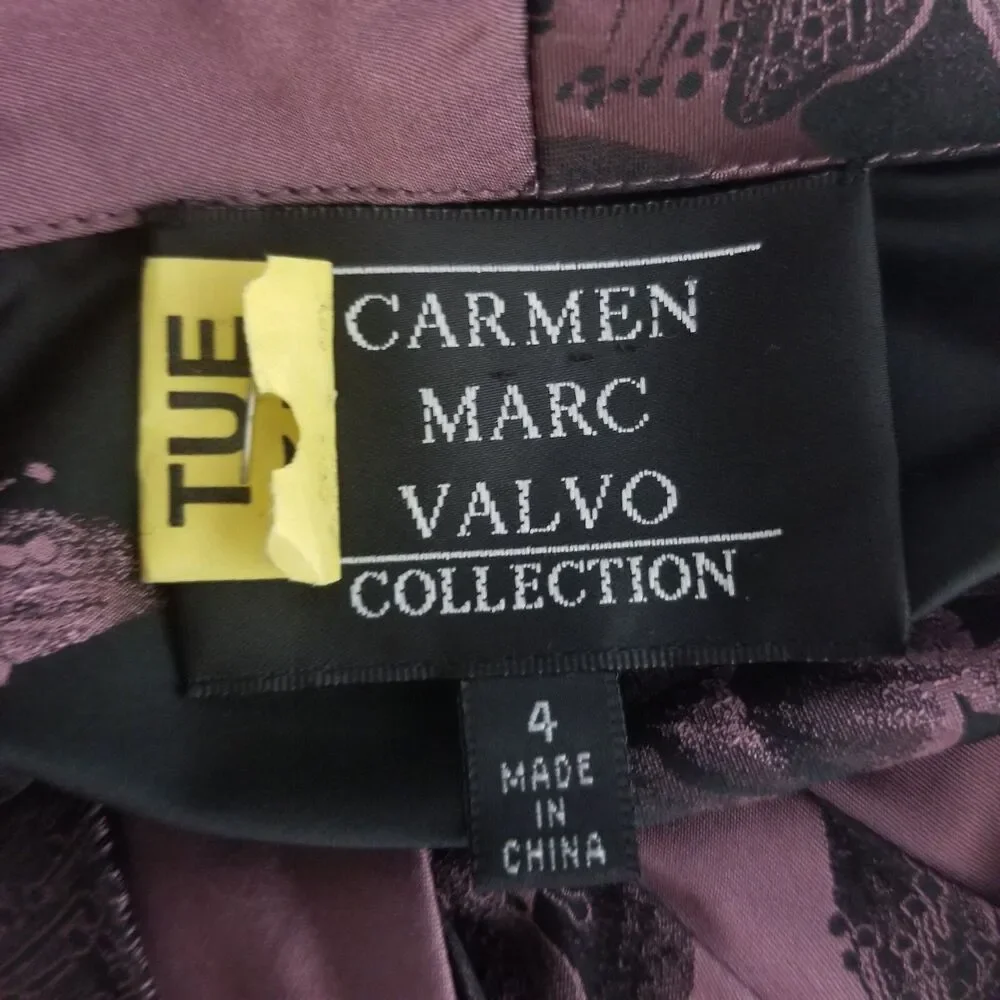 Carmen Marc Valvo Women's Top Faux Wrap V-Neck Silk Blend Long Sleeve Size 4 - Picture 6 of 7